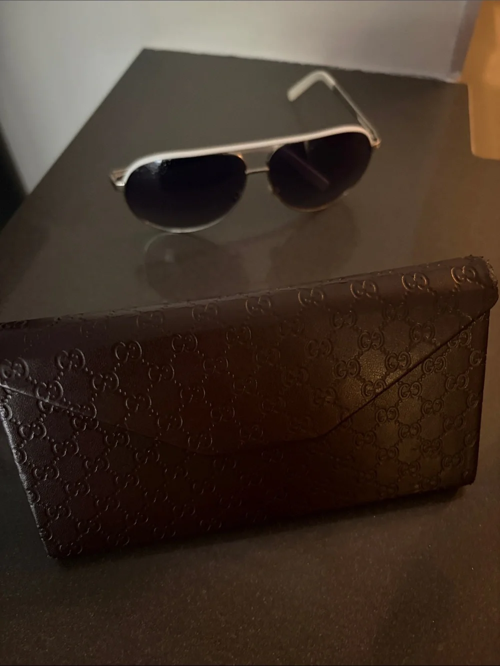 Gucci white Aviator Sunglasses